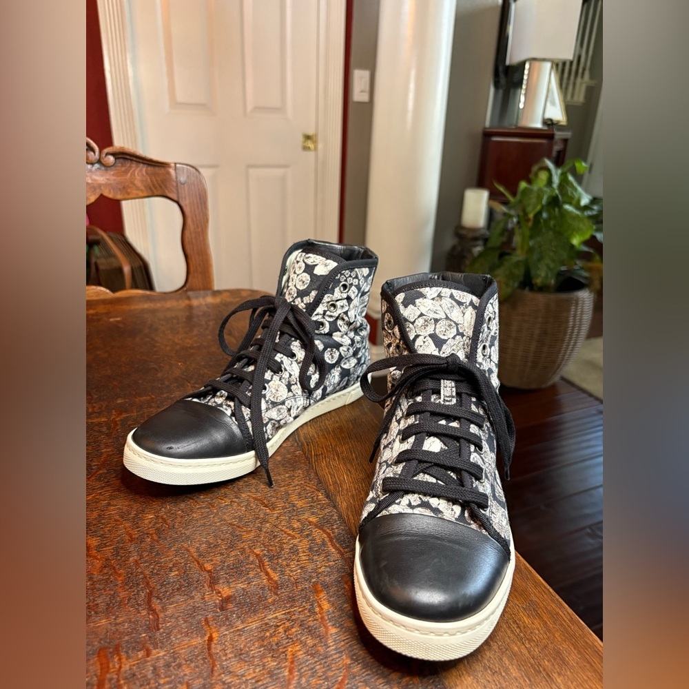 Lanvin Paris "Jewels" Diamond Print High Top Sneakers - Size 39 - Picture 2 of 12